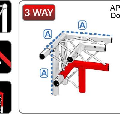 200 Series Triangular 3 Way Junction 90° Apex Down Left
