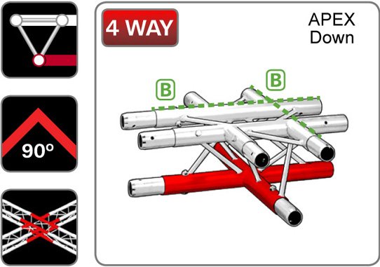 trilite-junction_triangular_TR-J4-1 100 Series Triangular 4 Way Junction 90° Apex Down