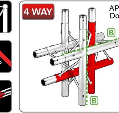 212 Triangular Truss 4-Way Junction 'Center' - Apex Down
