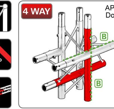212 Triangular Truss 4-Way Junction 'Center' Dog Legged - Apex Down