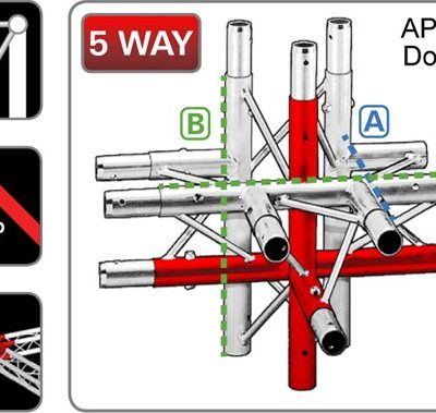 212 Triangular Truss 5-Way Junction 'Center' - Apex Down